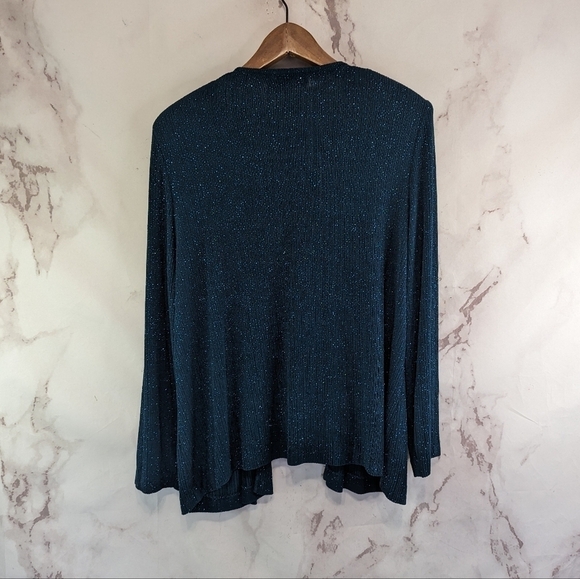 Alex Evenings Jacket Women 14W P Green Sparkle Shimmer Metallic Lightweight - Picture 5 of 11